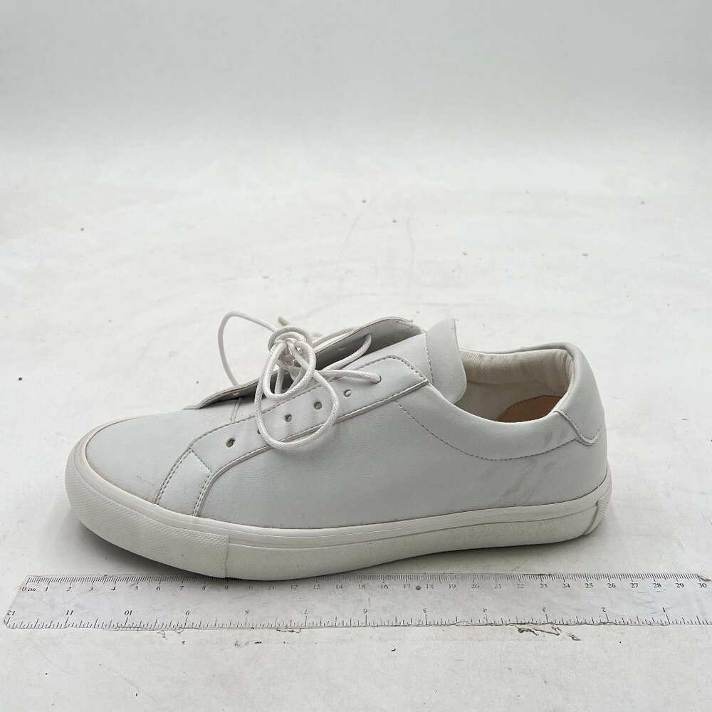White Women's Fashion Sneakers PU Leather Casual Shoes Low Top Lace Up Sneakers